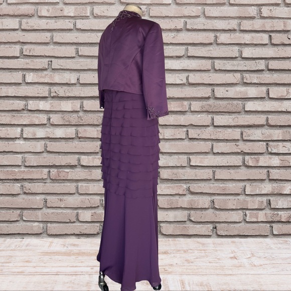 ALEX Evenings 2pc Rhinestone Purple Dress Blazer Suit 10 petite NWT - Picture 7 of 12